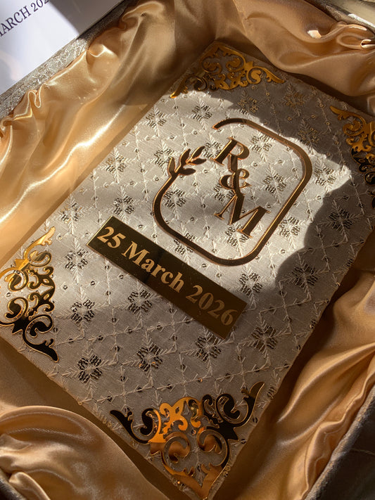 Embroidered nikkah booklet with different acrylic designs