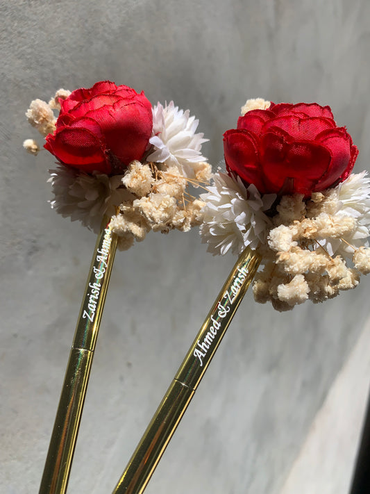 Metallic floral nikkah pen