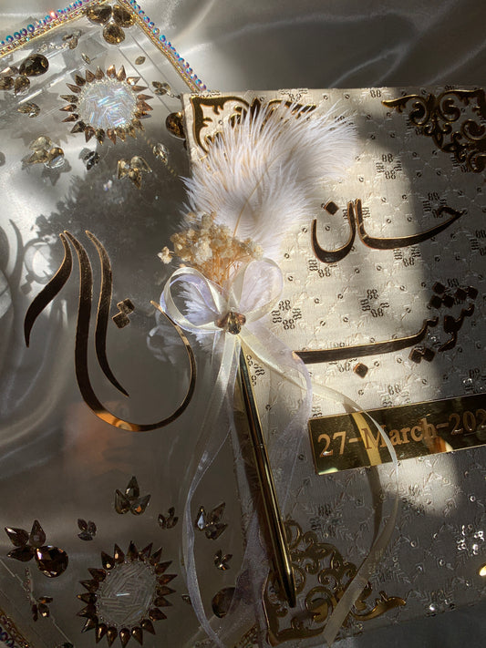 Acrylic box with embroidered nikkah booklet