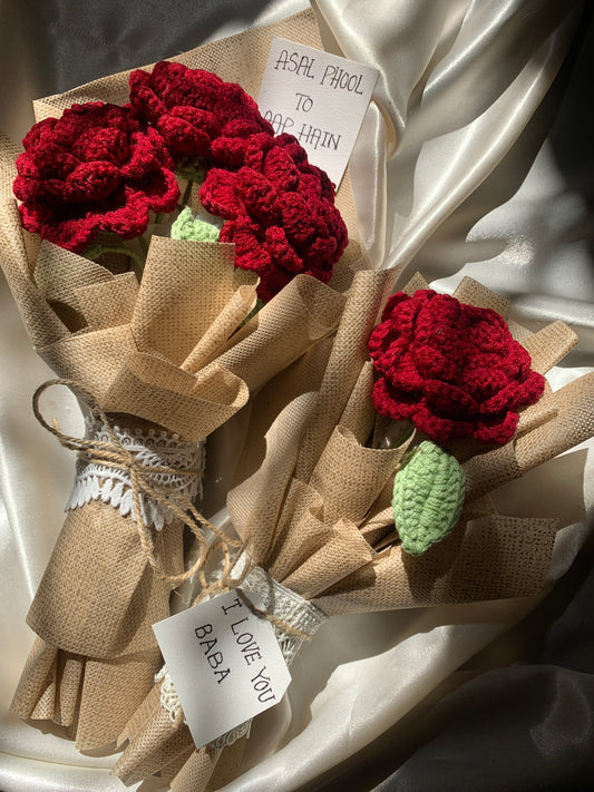 Crochet rose bouquet