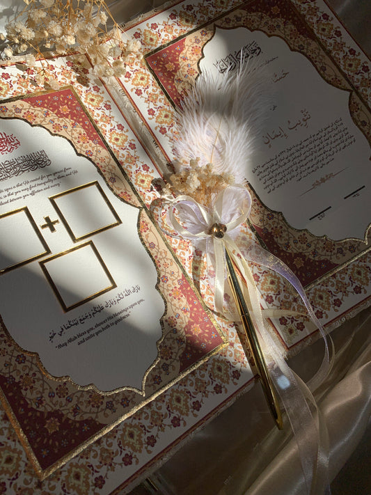 Acrylic box with embroidered nikkah booklet