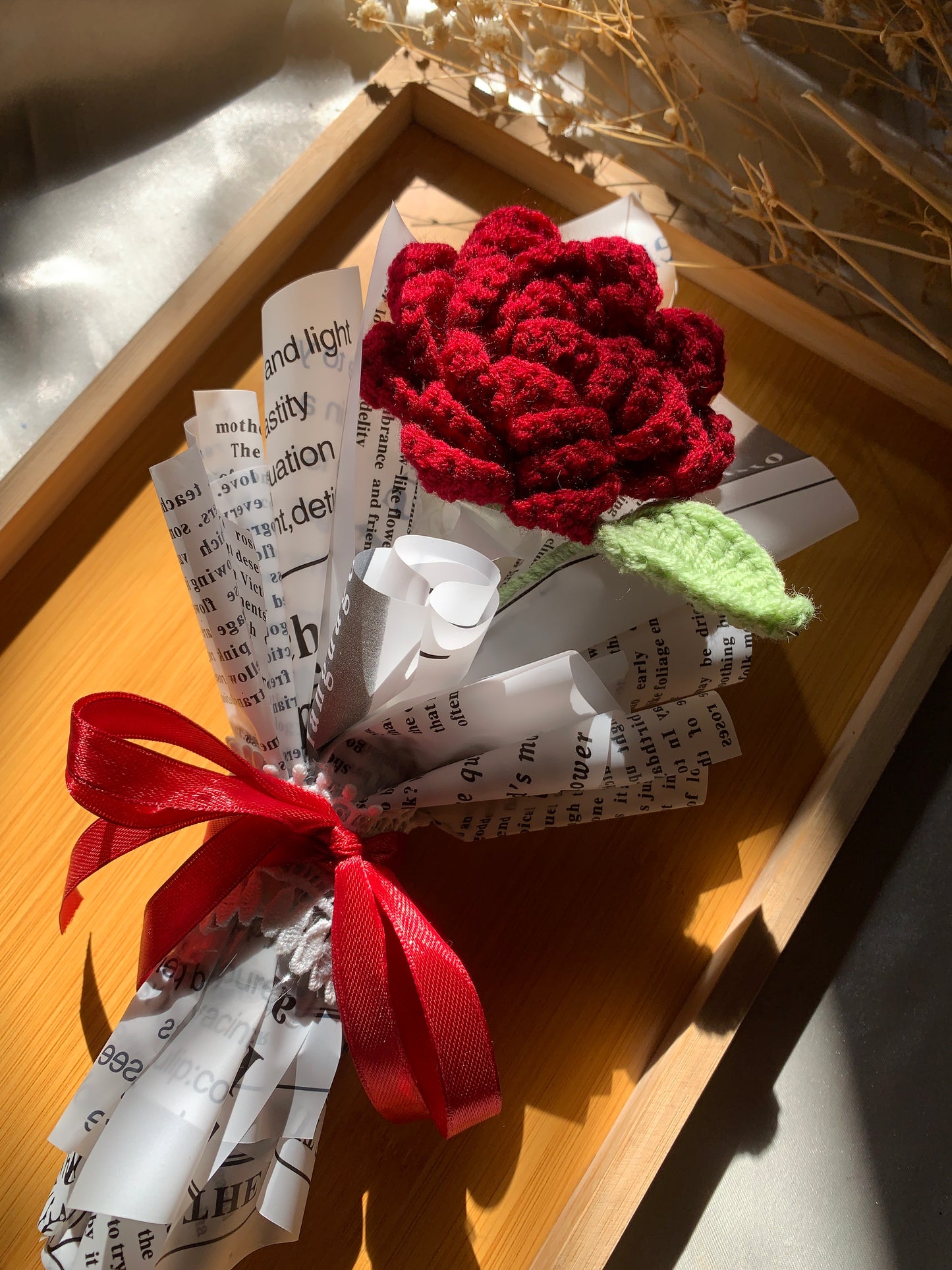 Mini crochet rose bouquet