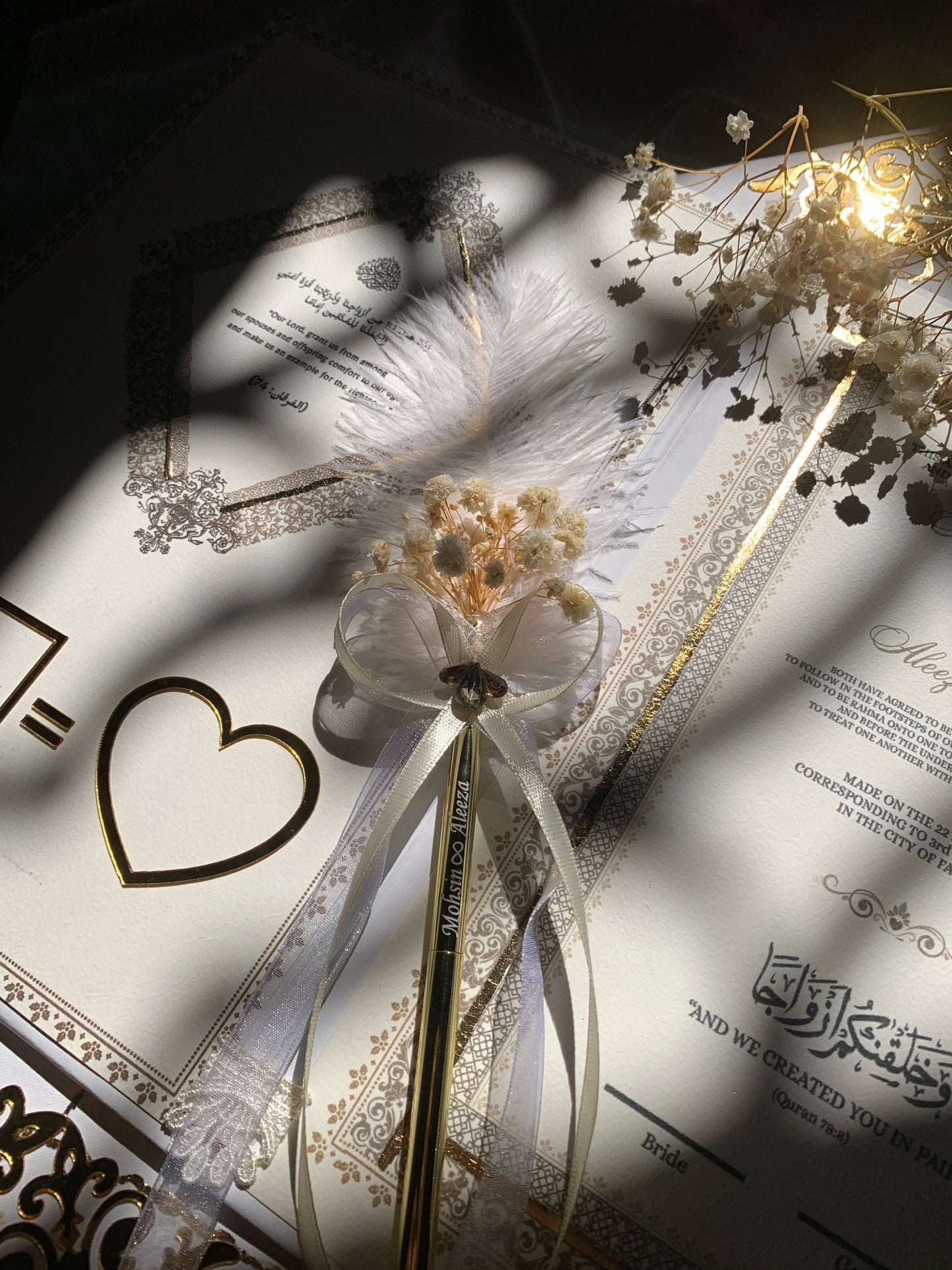 Gold foil detailings Nikkah booklet with box