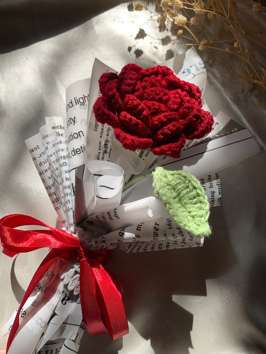 Mini crochet rose bouquet