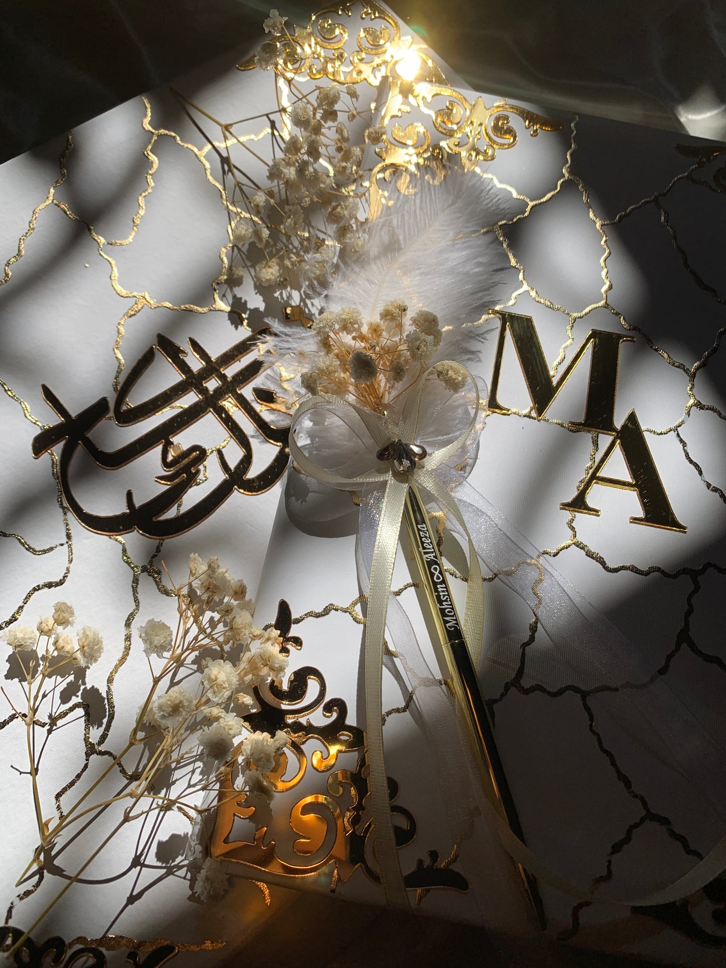 Gold foil detailings Nikkah booklet with box