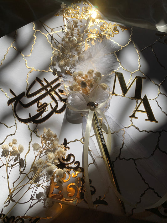 Gold foil detailings Nikkah booklet with box