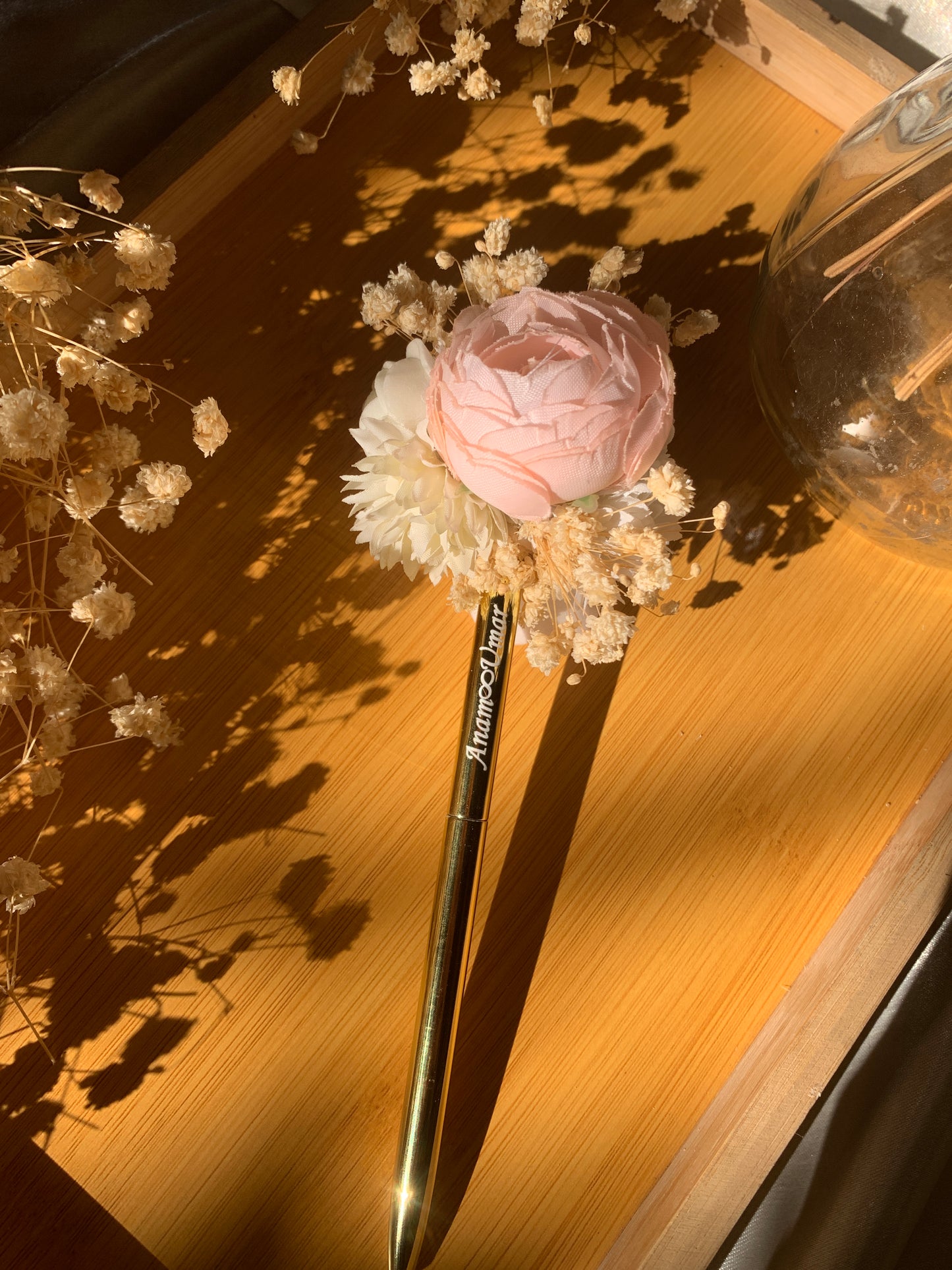 Metallic floral pen