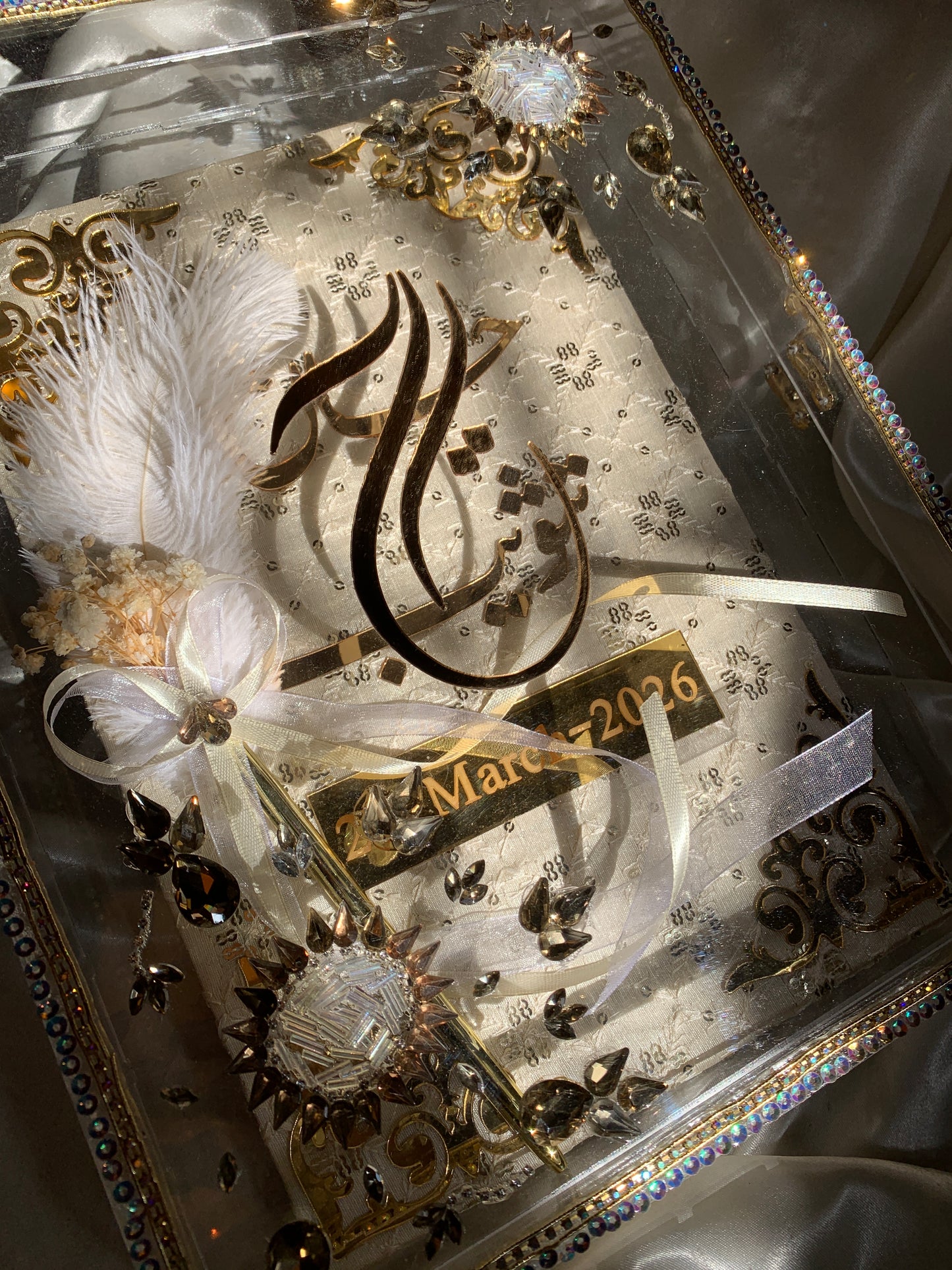 Acrylic box with embroidered nikkah booklet