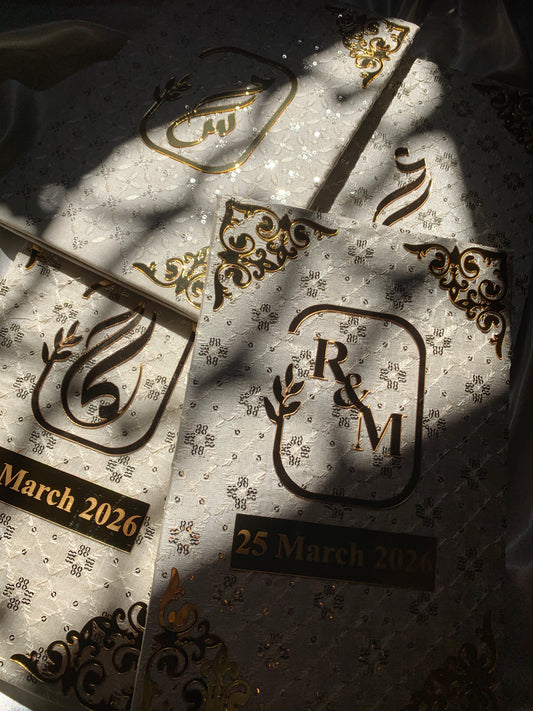Embroidered nikkah booklet with different acrylic designs