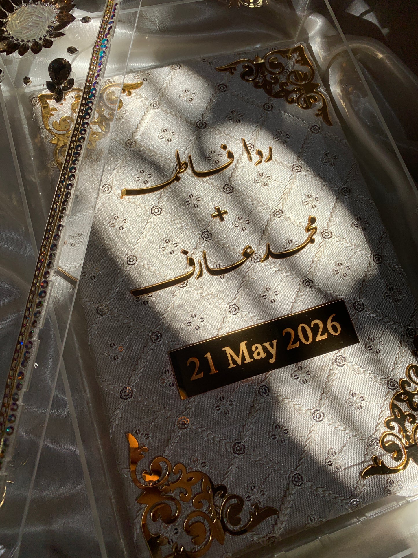 Nikkah booklet with acrylic emballished box