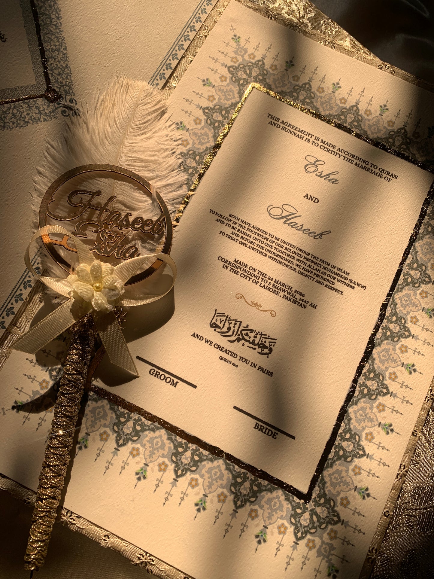 Embroidery nikkah booklet with box