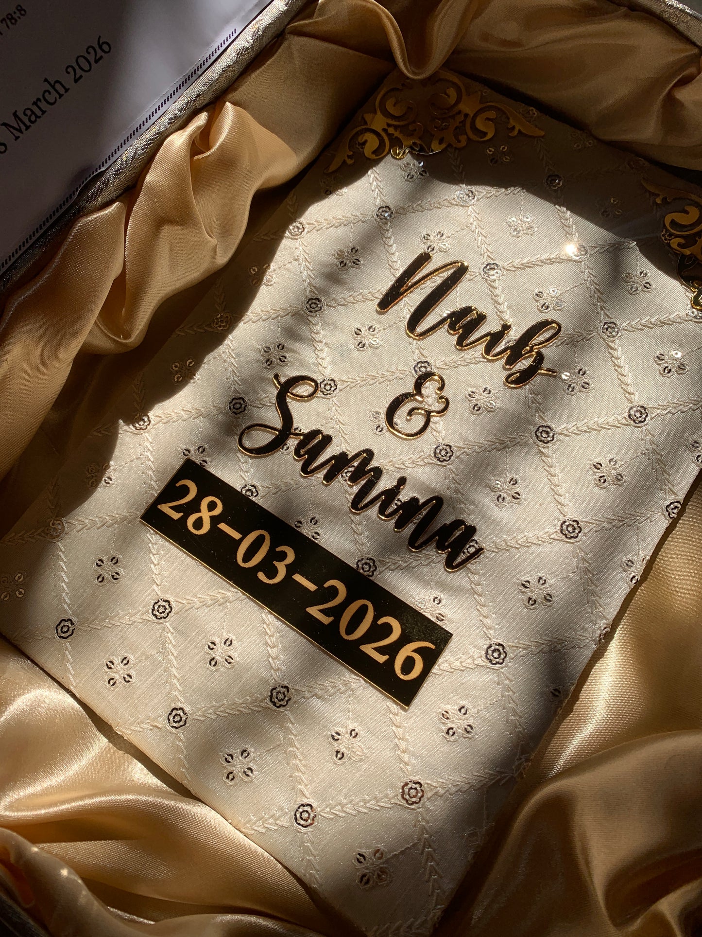 Embroidered nikkah booklet with different acrylic designs