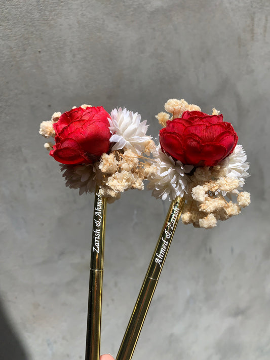 Metallic floral nikkah pen