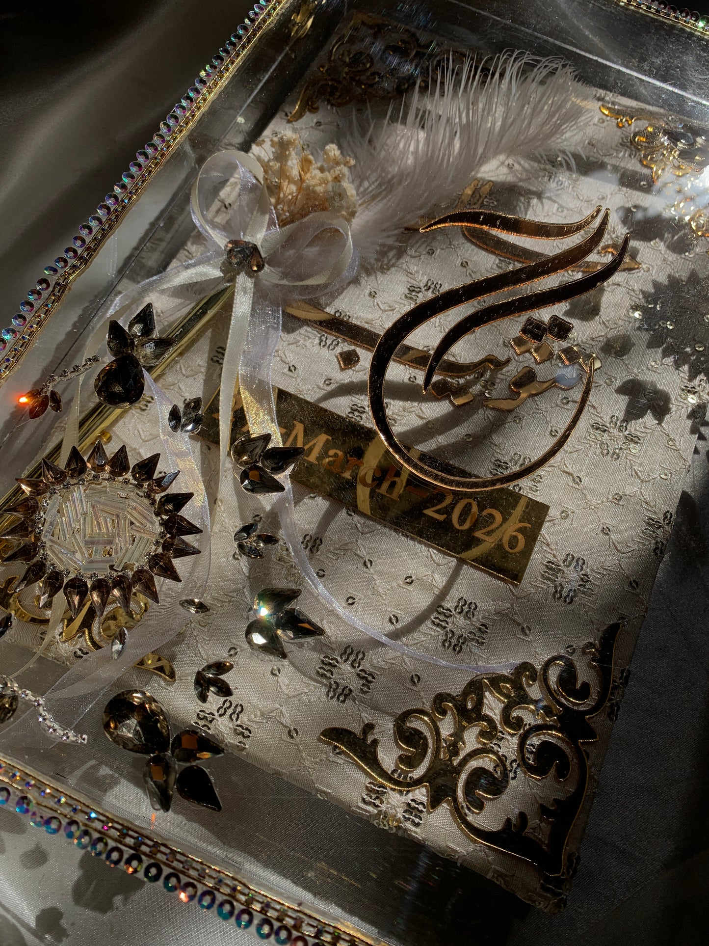 Acrylic box with embroidered nikkah booklet