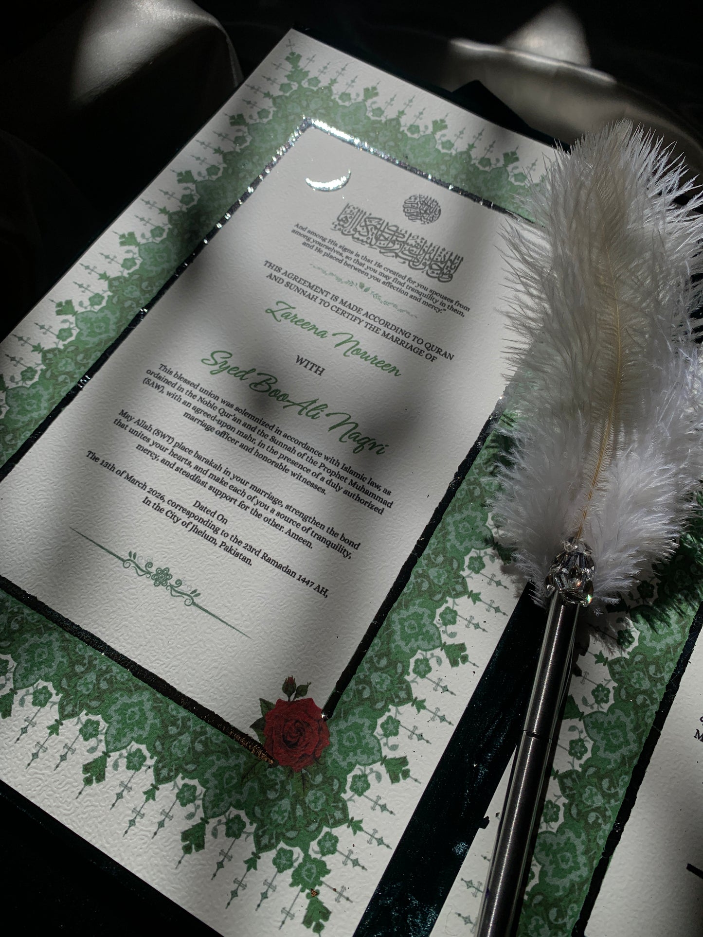Velvet emballished nikkah booklet