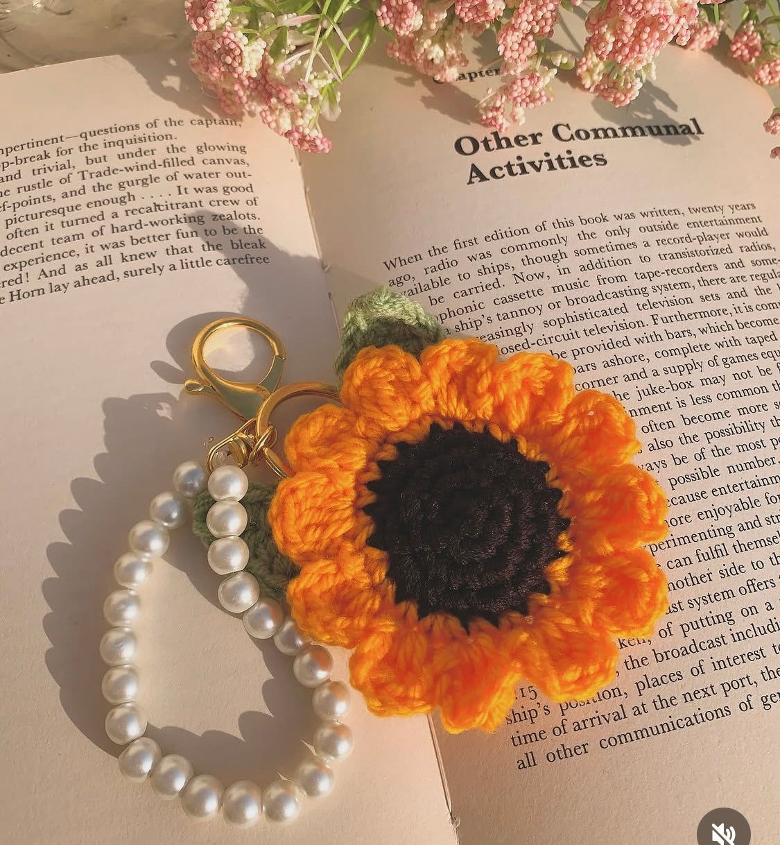 Crochet sunflower keychain