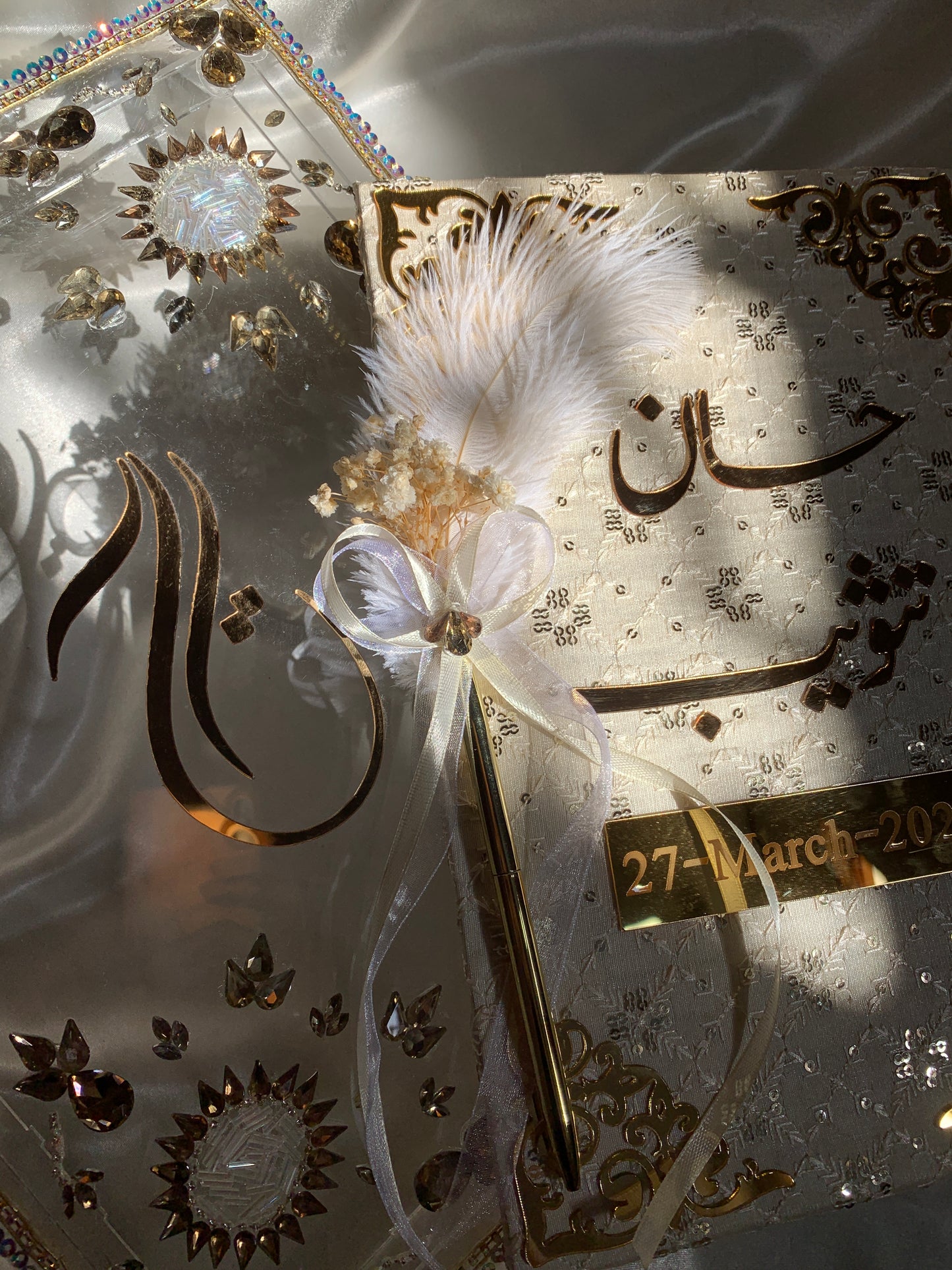 Acrylic box with embroidered nikkah booklet